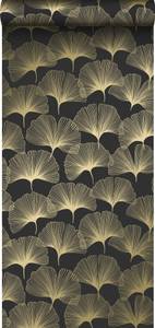 papier peint feuilles de ginkgo 7285 Noir - Fibres naturelles - Textile - 53 x 1005 x 1005 cm