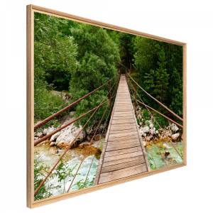 Tableau mural mat encadré pont en bois Vert - Bois manufacturé - 65 x 97 x 3 cm