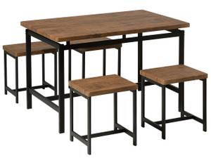 Esstisch Set ARLINGTON Schwarz - Braun - Holzwerkstoff - 120 x 75 x 75 cm