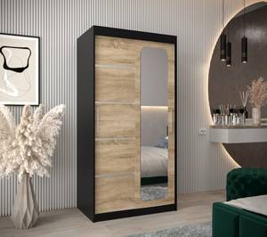 Armoire à portes coulissantes promo v2 Noir - Imitation chêne de Sonoma - Largeur : 100 cm - 2 porte