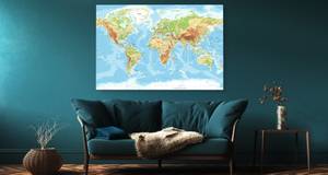 Image Sur Toile Carte du Monde Physique 40 x 30 x 30 cm