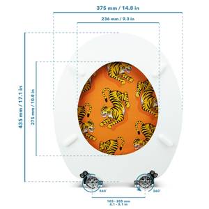 Premuim Abattant WC - Miau Noir - Orange - Jaune - Bois manufacturé - 38 x 5 x 44 cm