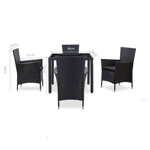 Garten-Essgruppe (5-teilig) 3001262-3 Schwarz - Kunststoff - Polyrattan - 90 x 75 x 90 cm