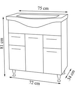 Table de toilette LisaloSet de 2 Blanc - Céramique - Bois manufacturé - 75 x 81 x 45 cm