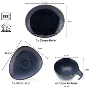 Espresso-Set TIME BLACK (18er-Set) Blau - Porzellan