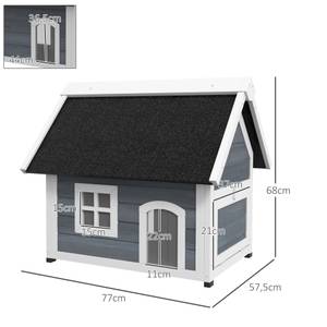 Katzenhaus D30-790V00GY Grau - Massivholz - 58 x 68 x 77 cm