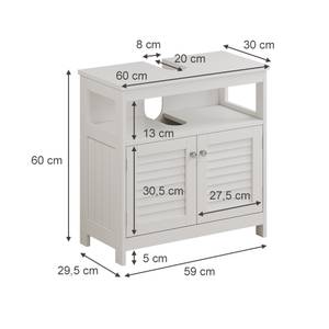 Waschbeckenunterschrank Riad Weiß - Holzwerkstoff - 60 x 60 x 30 cm