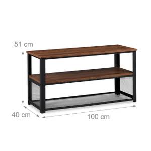 Table basse design industriel Noir - Marron - Bois manufacturé - Métal - 100 x 51 x 40 cm