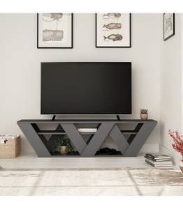 Meuble TV Ralla Gris - Bois manufacturé - 30 x 40 x 158 cm