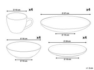 Tafelservice SESAME 16-tlg Grau - Stein - 27 x 10 x 27 cm