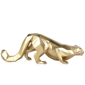 Harz-Skulptur Facettierter Leopard Gold