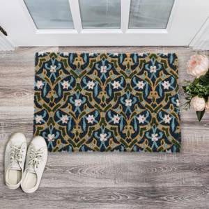 Kokos Fußmatte mit orientalischem Muster Blau - Braun - Weiß - Naturfaser - Kunststoff - 60 x 2 x 40 cm