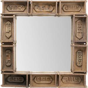 Miroir Brick Marron - Bois massif - 90 x 90 x 10 cm