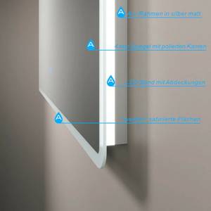 LED-Spiegel Beleuchtet Touch Wandspiegel Silber - Glas - 80 x 60 x 5 cm