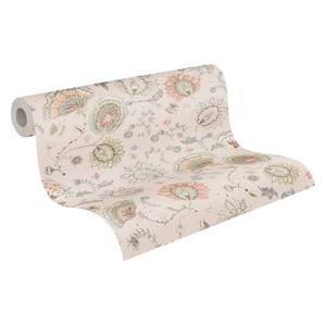 Vliestapete Floral Beige Rosa Grau Rot Beige