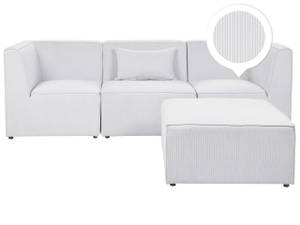 Sofa mit Ottomane LEMVIG 2-tlg Cremeweiß - Weiß - Mit Hocker - 1 Kissen - Tiefe: 83 cm