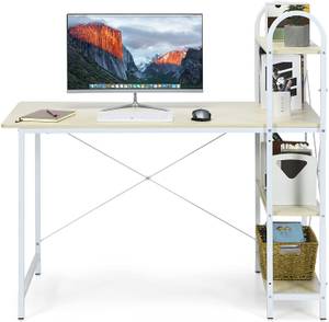 Computertisch mit Ablagefläche Weiß - Holzwerkstoff - 64 x 116 x 119 cm