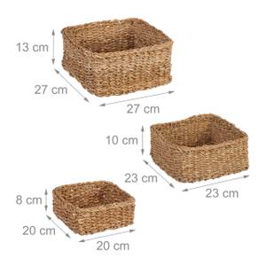 Eckiger Aufbewahrungskorb 3er Set Braun - Metall - Rattan - 27 x 13 x 27 cm