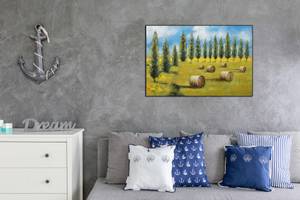 Acrylbild handgemalt Dem Himmel so nah Beige - Grün - Massivholz - Textil - 90 x 60 x 4 cm