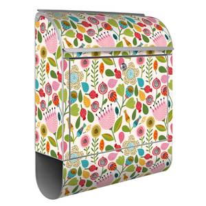 Briefkasten Stahl Rosa Kelch Hell Grau - Metall - 38 x 46 x 13 cm