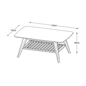 Table basse Rhoda Marron - En partie en bois massif - 110 x 45 x 70 cm
