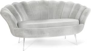 2-Sitzer Samt Muschel Sofa Cara Grau - Silber