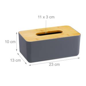 4 x Taschentuchbox mit Bambusdeckel Braun - Grau - Bambus - Kunststoff - 23 x 10 x 13 cm