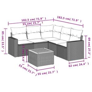 Gartensitzgruppe K3967(6-tlg) Schwarz - Massivholz - 69 x 62 x 66 cm