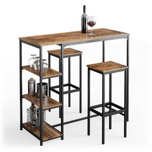 Set de table de bar Fyrk 34147 Noir - Marron - Bois manufacturé - 120 x 105 x 50 cm