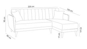 Gozos Bettfunktion Ecksofa 225x115x85 cm Grau - Textil - 150 x 85 x 225 cm