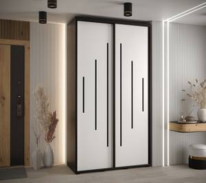 ARMOIRE À PORTES COULISSANTES DAVOS 12 Noir - Blanc - Largeur : 140 cm