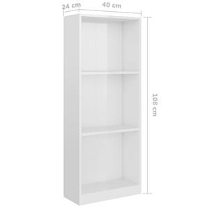 Bücherregal 3016500-2 Hochglanz Weiß - 40 x 109 cm