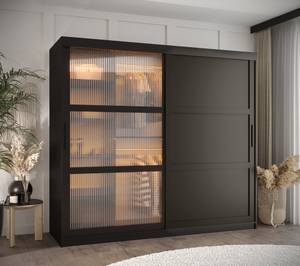 ARMOIRE À PORTES COULISSANTES FLUTES Largeur : 200 cm - Noir