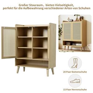 Schuhkommode RattanWoody Ⅳ Beige - Holzwerkstoff - Massivholz - 80 x 105 x 35 cm