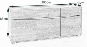 Sideboard YOSHA Holz Eiche KAWOLA Sideboard YOSHA 3 Türen 1 Schublade Eiche (B/H/T) 200x50x85cm
