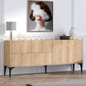 Buffet Laika Beige - Bois manufacturé - 40 x 80 x 180 cm