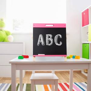 Pinke Kindertafel für Kreide Schwarz - Braun - Pink - Holzwerkstoff - 48 x 49 x 36 cm