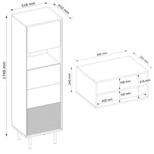 Regale LOFTY TV/HiFi-Einlage Schwarz - Braun - Eiche Dekor