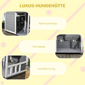 Hundehütte D02-144V00GY Massivholz - 62 x 66 x 103 cm