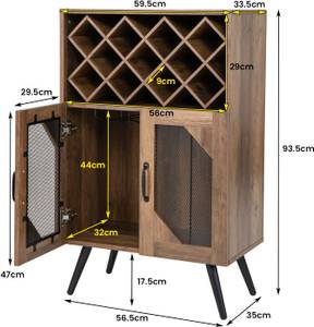 Vintage Weinschrank Weinregal Braun - Holzwerkstoff - 34 x 94 x 60 cm