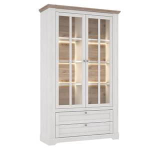 Vitrine 2 portes 2 tiroirs LED - ANGELE Beige - Bois manufacturé - 125 x 210 x 45 cm