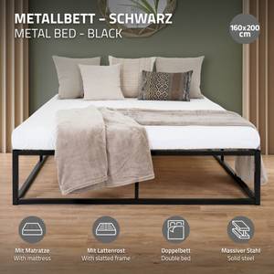 Metallbett mit Matratze Metall - 160 x 30 x 200 cm