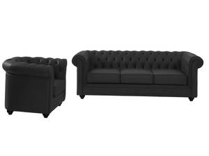 Ensemble canapé fauteuil  CHESTERFIELD Noir