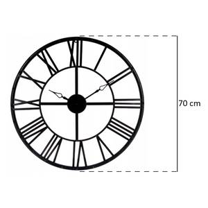 Schwarze Wanduhr Ø 70 cm, moderne Uhr Schwarz - Metall - 70 x 70 x 3 cm