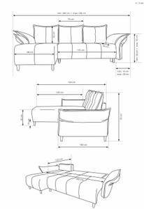 Samt Schlafsofa Verona mit Bettkasten Cremeweiß - Armlehne davorstehend links - Ottomane davorstehend links