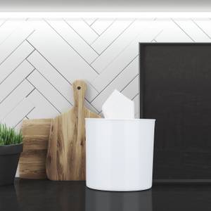 Boîte de mouchoir avec couvercle Marron - Blanc - Bambou - Matière plastique - 14 x 13 x 14 cm