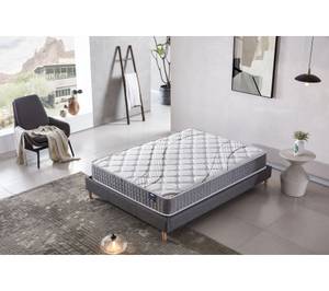Bett+Taschenfederkernmatratze 140x190cm Grau - Naturfaser - 140 x 53 x 190 cm
