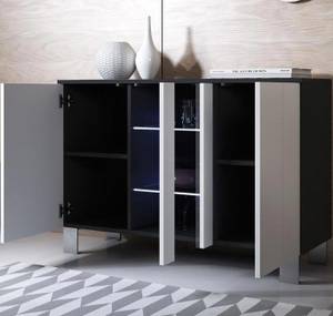 Buffet Luke Noir - Blanc - Bois manufacturé - 120 x 70 x 40 cm