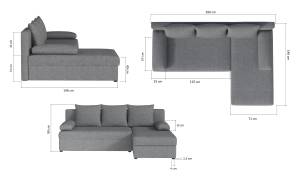Designer Sofa Cali - Schlaffunktion Schwarz - Ecke davorstehend links