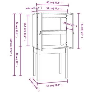 Highboard DE9797 Grau - Massivholz - 40 x 120 x 60 cm